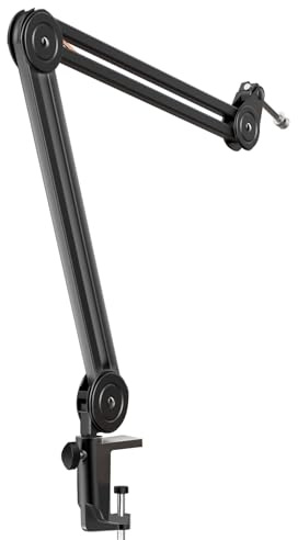FIFINE Mikrofon Arm, Einstellbarer Mikrofon Ständer, 3/8 bis 5/8 Adapter, Mikrofonclip, DREI Kabelbinder