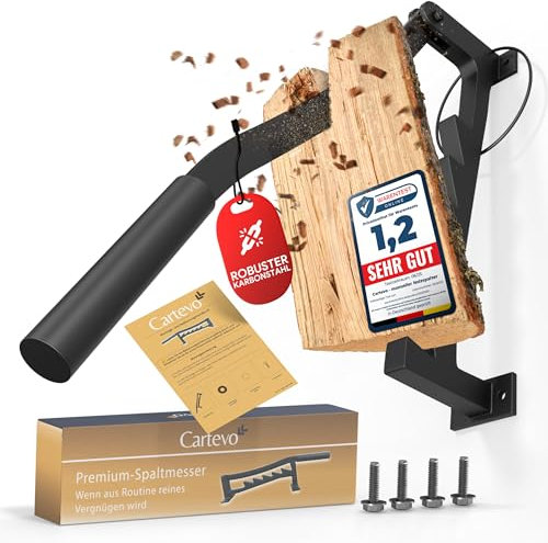 Cartevo Holzspalter manuell – Extra robuster Wand-Holzspalter für Anzündholz & Kaminholz - Handholzspalter - Wood Splitter zum sicheren Holzspalten Indoor & Outdoor – inkl. Anleitung