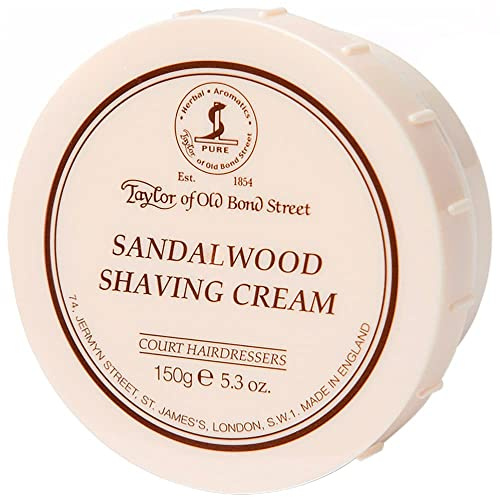 TAYLOR OF OLD BOND STREET Rasiercreme Sandelholz, 150 g | Luxuriöser maskuliner Duft, glatter cremiger Schaum, Glycerin-haltige Formel, unterstützt eine frische und komfortable Rasur