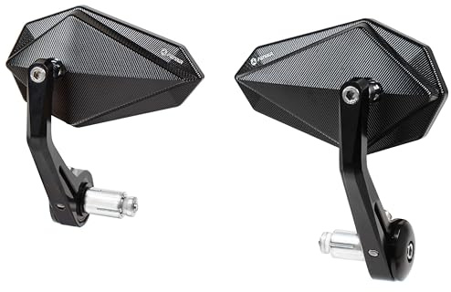 FENRIR E24 Lenkerendenspiegel Motorrad spiegel Seitenspiegel rückspiegel e geprüft Blendschutz schwarz CNC Zum Naked Bike Roller Supersport Z900 MT07 MT09 MT10 GSXS750 S1000R F900R R1250R CB500F CB750