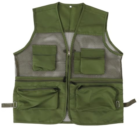 Mesh Angelweste, Herren Damen Langlebige Atmungsaktive Leicht Polyester Multi Pocket Outdoor Weste Sommerweste Fotografie Reisen Wandern Weste Jacke Netzweste für Arbeiten Safari Angeln Reisen