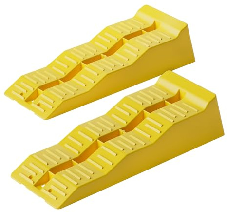 Wiltec Stufenkeile Paar mit 3 Höhenstufen 40/70/100 mm, Auffahrkeile 2er-Set mit 3 t Traglast, Ausgleichskeile für Wohnwagen, Wohnmobil, Camper usw.