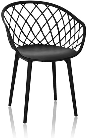 hjh OFFICE Schalenstuhl wetterfest BEGIO B Kunststoff In- und Outdoor Stuhl für Garten, Terrasse oder Esszimmer, Schwarz