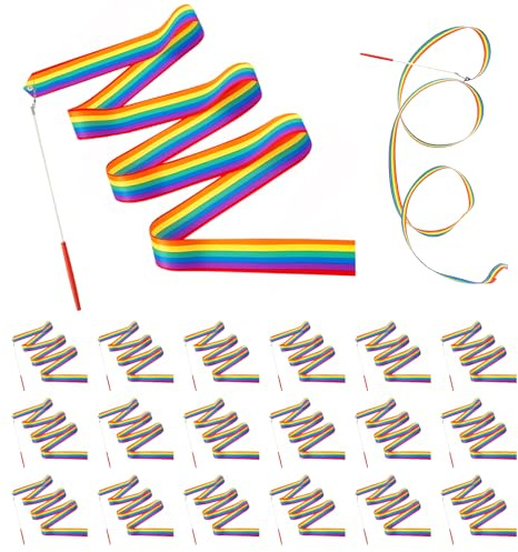 PORFOYO 18 Stück Tanzbänder Kinder,Gymnastikband mit Stab 2M,Rhythmische Sportgymnastik Band,Lange Dance Ribbons,Schwungband Wirbelband,Tanzen Streamer Tanzband Luftschlangen für Gym Karnevalsshow