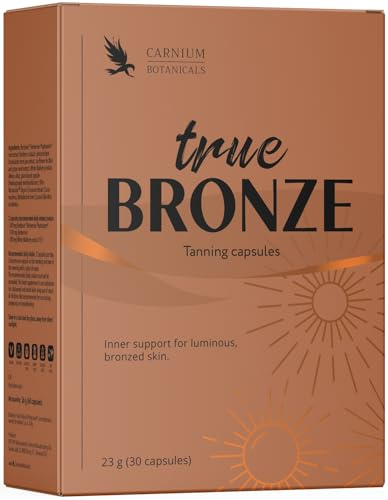 Carnium Botanicals True BRONZE – Bräunungskapseln mit Astaxanthin, Beta-Carotin und Vitamin A – Carotin Kapseln für Haut & Teint – 30 Kapseln