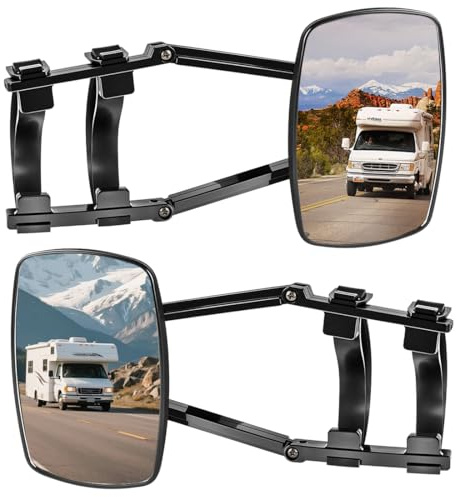 2 Stück Wohnwagenspiege, Universal Zusatzspiegel Außenspiegel, Verstellbarer Wohnwagen Spiegel Auto Doppel Seitenspiegel, Universalspiegel PKW Caravanspiegel Anhängerspiegel, für die meisten Fahrzeuge