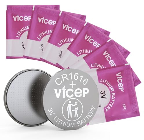 ViCep 6 Stück CR1616 Batterie CR 1616 3V Lithium Knopfzelle für Autoschlüsselanhänger, Uhren, Fernbedienungen, Taschenrechner & mehr, einzeln verpackt