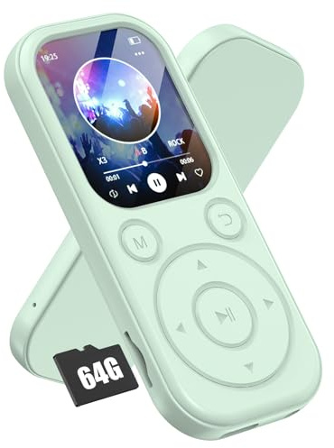 Olycism 64 GB MP3 Player mit Bluetooth 5.3 tragbarer Musik-Player mit HiFi-Klangqualität und FM-Radio Bluetooth MP3 Player 300 mAh Akkukapazität, geeignet für Sport, Reisen, Alltag grün