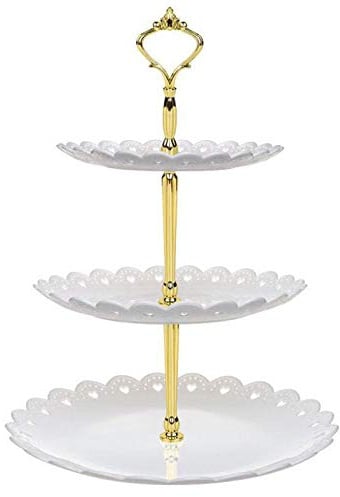 3-stufiger Dessert Stand Cupcake Stand Obst Candy Display Tischständer für Hochzeit Home Geburtstag Tea Party Dekoration (weiß)