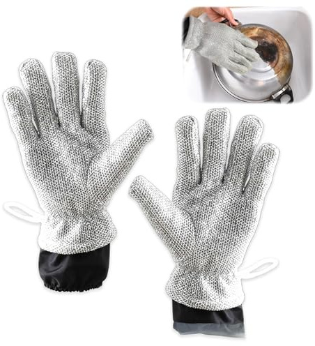 Vlecexs 1 Paar Reinigungshandschuhe Gummifutter Spülhandschuhe Küchenhandschuhe Wiederverwendbare Langlebig Haushaltsreinigungshandschuhe Tellerwaschhandschuhe Langarmige Silberfaser Vielseitig