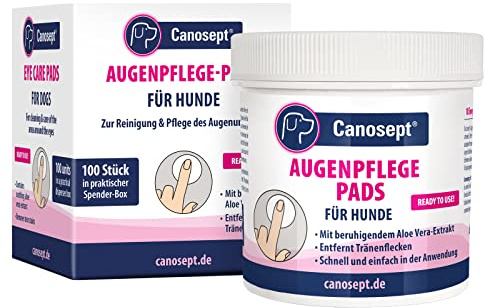 Canosept Augenpflege-Pads für Hunde 100 Stück - Augenpflege Hund & Tränenfleckenentferner Hund – Augenreiniger für Hunde mit beruhigendem Aloe Vera Extrakt, schonende Hundepflege