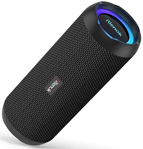 RIENOK Bluetooth Lautsprecher 30W mit Licht Bluetooth 5.3 Musikbox Bass Kabellos Box mit IPX7 wasserdicht Stereo Sound Tragbar