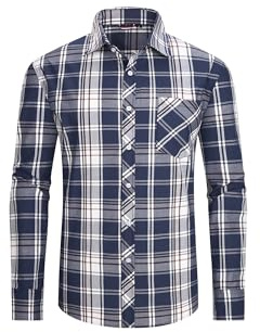 JupiterSecret Herren Freizeithemden Baumwolle Kariertes Button Down Hemd | Business-Anzughemd mit Brusttasche, Ein Klassischer Allrounder, 100 % Baumwolle, Erhältlich in Vielen Farben und Größen