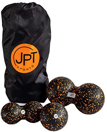 JPTsports® Faszienball-Set inkl. eBook & Tragetasche | Massageball-Set aus Einzelball (10cm) & Duoball (8cm & 12cm)