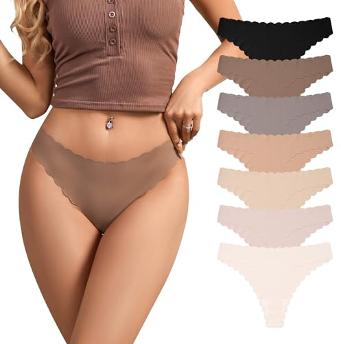 SHARICCA Nahtlose Unterwäsche Damen Seamless Strings Tangas für Damen Hipster Slips Sexy Bequem Unterwäsche Thongs Mehrfarbig S-XL(Mehrfarbig-7P01,S)