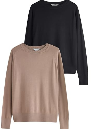 THE SET Damen t Rundhalspullover aus Feinstrick, 2er-Pack