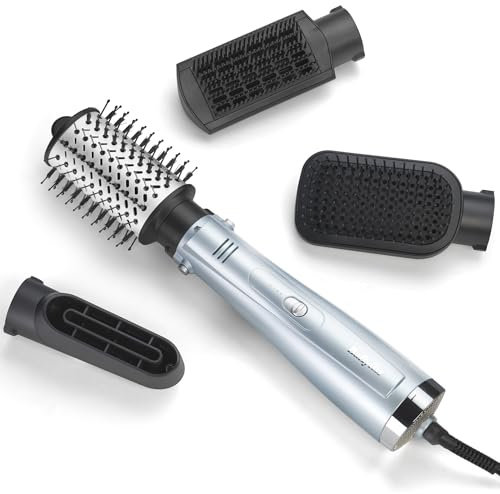 BaByliss Hydro-Fusion 4-in-1 Warmluftbürste – 1000W Anti-Frizz Föhnbürste, Ionen-Technologie, Trocknen, Glätten, Kämmen, Formen in einem Schritt, Blau, AS774E