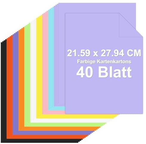 Farbige Kartonpapier 21.59 x 27.94 CM, Farbige Bastelkarton Druckerpapier