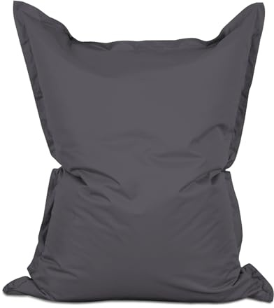 Lumaland Riesen-Sitzsack XXL 140x180 cm | Wasserfestes Indoor & Outdoor Liegekissen mit über 3 Mio. anpassungsfähigen EPS-Perlen | Bean Bag mit waschbarem Bezug [Anthrazit]