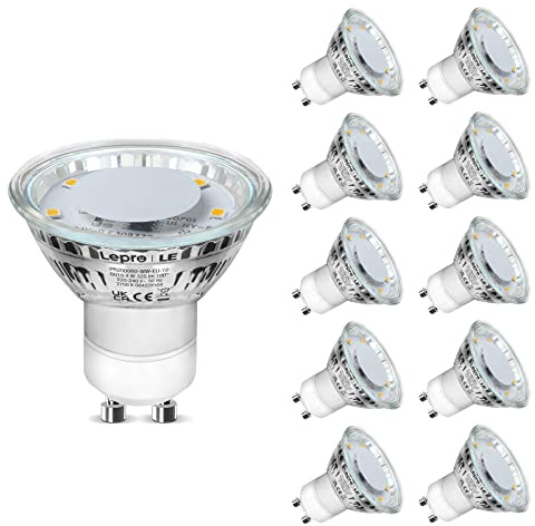 Lepro GU10 LED Warmweiss Lampe, 4W Ersetzt 50W Glühbirne, 325 Lumen 2700K GU 10 Lampen Warmweiß, Abstrahlwinkel 100°Flimmerfrei Strahler, Nicht Dimmbar Reflektor Lampen, 10er-Pack