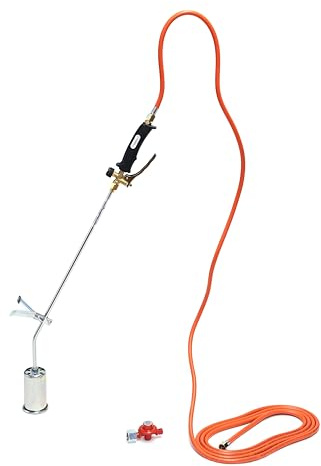 ROTHENBERGER Industrial Anwärmbrenner | Gasbrenner | Abflammgerät | Unkraut Vernichter | Bitumenbahnen schweißen | Folien Verschweißen RoMaxi Eco inkl. 5m Propan Gas Schlauch | 4bar regler 1500000930