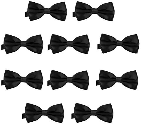 DonDon 10er Set Herren Fliege 12 x 6 cm gebunden und längenverstellbar