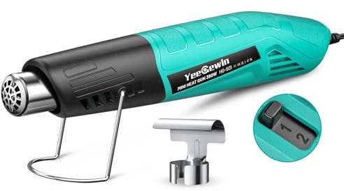 Yeegewin Mini Heißluftpistole, Handheld Heißluftföhn mit 2 Temperatureinstellungen 249°C-455°C, Schnelles Aufheizen Heißluftfön mit Überlastungsschutz, Edelstahldüse für Handwerk, Schrumpffolie