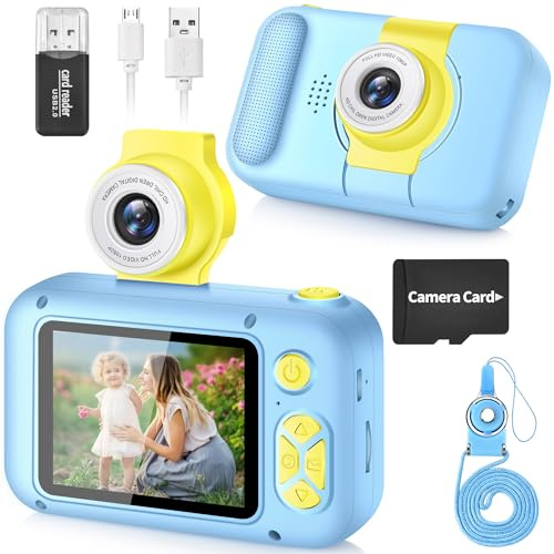 ARNSSIEN Kinderkamera für 3 4 5 6 7 8 9 10 11 12 Jahre alte Mädchen/Jungen, Kinder Kamera mit 180°Flip-Objektiv&2.4in IPS-Bildschirm, Geburtstagsfest-Geschenk-Spielzeug für Mädchen/Jungen,X101
