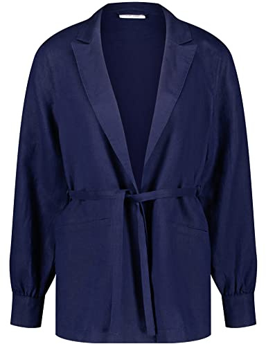 Gerry Weber Damen Lässiger Leinenblazer mit Taillenband Langarm, Manschetten, mit Schlitz unifarben