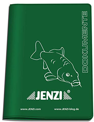 Fischereischein - Ausweismappe grün aus PVC, Hülle von Jenzi Dokumenten Tasche für Angelschein