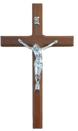 Srvauyea Kruzifix Kreuz Wandbehang, 20cm Hölzernes Kreuz, Kruzifix Wandkreuz, Holzkreuz Wanddekoration, Wandkreuz Holz mit Legierung Jesu für Kirche Zuhause Dekor