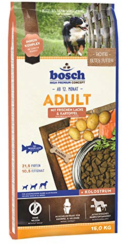 bosch HPC Adult mit frischem Lachs & Kartoffel | Hundetrockenfutter für ausgewachsene Hunde aller Rassen | 1 x 15 kg