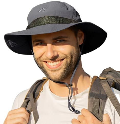 TOP-EX Sonnenhut mit breiter Krempe, Unisex, LSF 50, wasserdicht, verstellbar, atmungsaktiv, für Outdoor-Abenteuer, Wandern, Angeln, Safari, leicht verstaubar DunkelGrau XL/XXL