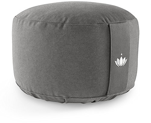 Lotuscrafts® Meditationskissen, Extra-hoch mit 20 cm Sitzhöhe, Yoga Kissen mit Dinkelfüllung, Yogakissen Rund, Bodenkissen Rund, Yogakissen Meditationskissen, Bezug waschbar, GOTS Zertifiziert
