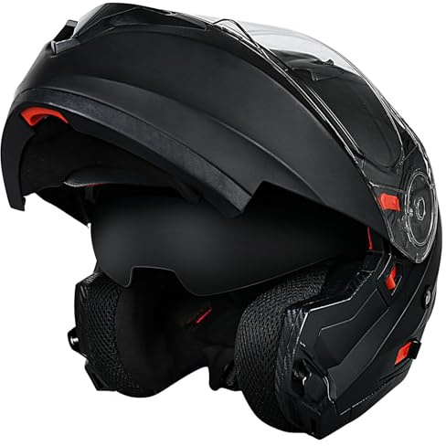 NENKI Helm Motorrad, Motorradhelm Zertifiziert nach ECE 22.06, Klapphelm Motorrad Herren, Schwarzer und Grauer Helm