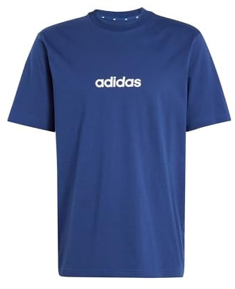 adidas Herren Essentials Linear Single Jersey Shirt, Dark Blue/White, XL