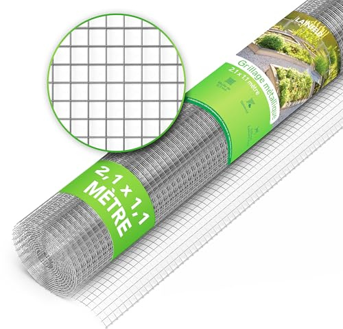 Wühlmausgitter - 2,1 x 1,1 Meter - Drahtgitter feinmaschig, Kaninchendraht, Volierendraht, Maschendraht, Maulwurfgitter, Hasendraht, Drahtzaun, Mäusegitter, Metall Gitter 100cm Hoch für Hochbeet