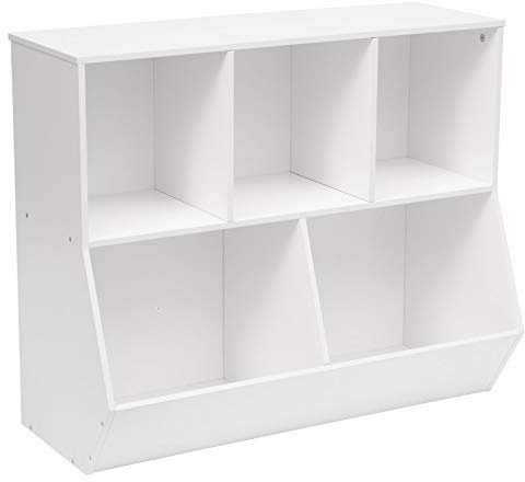 HOOBRO Kinderregal für Spielzeug und Bücher, Bücherregal Kinder, Spielzeugregal, 90 cm lang, für Kinderzimmer, Spielzimmer, Flure, Kindergärten, Weiß EWT32CW01