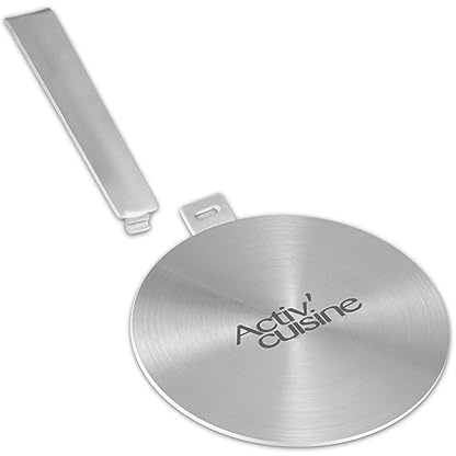 ACTIV CUISINE Induktion Adapterplatte Induktionsadapterplatte mit abnehmbarem Edelstahlgriff Moka Induktionskochteller Adapter für die Verwendung von Kaffeekannen auf Induktionskochfelder, 14 cm