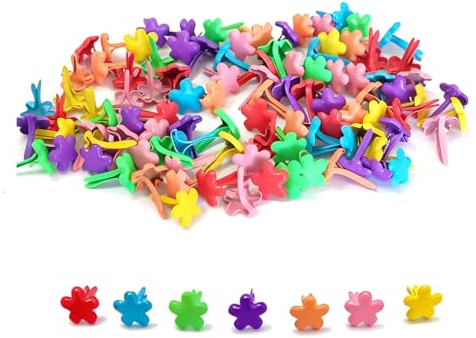 leersao 100 Stücke Mini Kleine Blume Brads, Musterklammern Metall Bunte Brads Verwendet für Scrapbooking Papier Briefklammern Basteln Handwerk DIY Kunsthandwerk (Farbig)