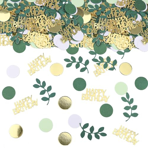 GoldRock 200× Happy Birthday Konfetti Geburtstag Grün,Tischdeko Geburtstag | Gold Streudeko Geburtstage Frau Mann,Goldene Confetti für Geburtstagsdeko Tisch,Luftschlangen Geburtstage,Happy Birthday Deko