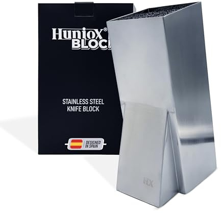 Huniox Block – Messerblock Mit Borsten - Messerhalter - Unbestückte Messerblöcke - Messerständer - Messerblock Edelstahl