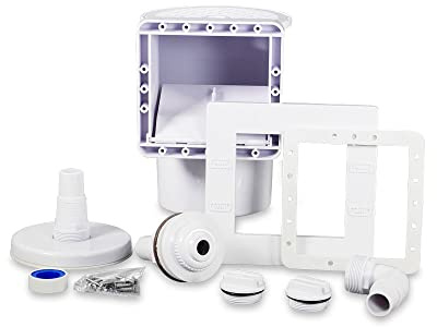 POOL Total Einbauskimmer Komplett-Set Deluxe - ABS Skimmer für Stahlwandpools - 32/38 mm Anschluss - Einströmdüse 90° - Skimmerblende & Skim Vac - Arretierbarer Auffangkorb
