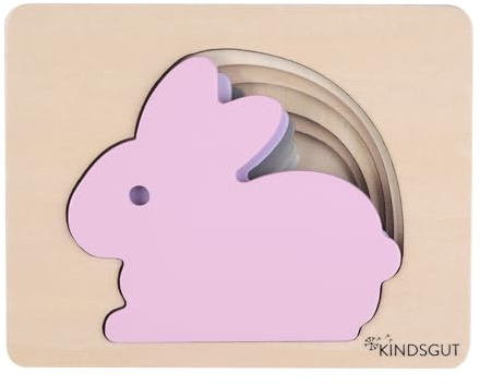 Kindsgut Tierpuzzle Lagenpuzzle Hase aus Holz | Lernspielzeug zur Förderung der Motorik, Motorikspielzeug, Praktische Größe für zuhause und unterwegs