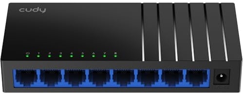 Cudy GS108D 8 Port Gigabit Ethernet Netzwerk Switch, Ethernet Splitter Desktop, Lüfterlos, Verkehrsoptimierung, Plug and Play