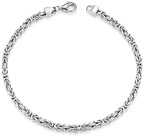 MATERIA Königskette 925 Silber Herren Armband 3mm diamantiert rhodiniert deutsche Fertigung #SA-36_19cm
