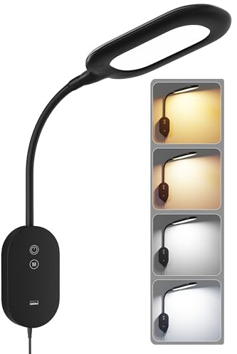TOPMB LED Leselampe Bett, CRI95+ Wandlampe, USB 10W, Timer Schwarz | Breite Bettbeleuchtung mit natürlicher Farbwiedergabe, USB-Laden und flexiblem Arm für Lesen, Entspannen und Alltag