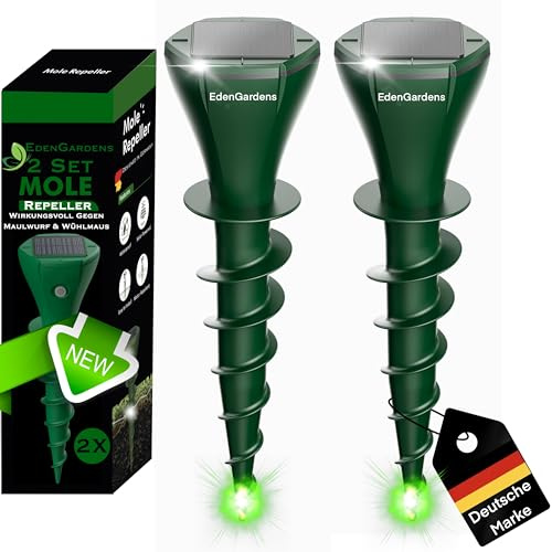 EdenGardens 2er Pack SOLAR MOLE Repeller Maulwurf Vertreiber bestes Mittel gegen Wühlmäuse & Maulwurf - Maulwurfschreck Maulwurf vertreiben