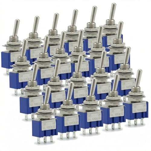 QWORK 20Stk Mini Kippschalter SPST AC 125V 6A ON-ON 3 Pins 2 Position für Auto Arduino LKW Boot (MTS102)