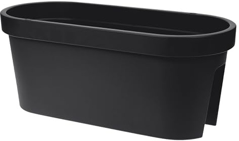 Spetebo Balkon Geländer Blumentopf in anthrazit - 60 x 28 cm - Pflanztopf Blumenkübel Geländertopf oval
